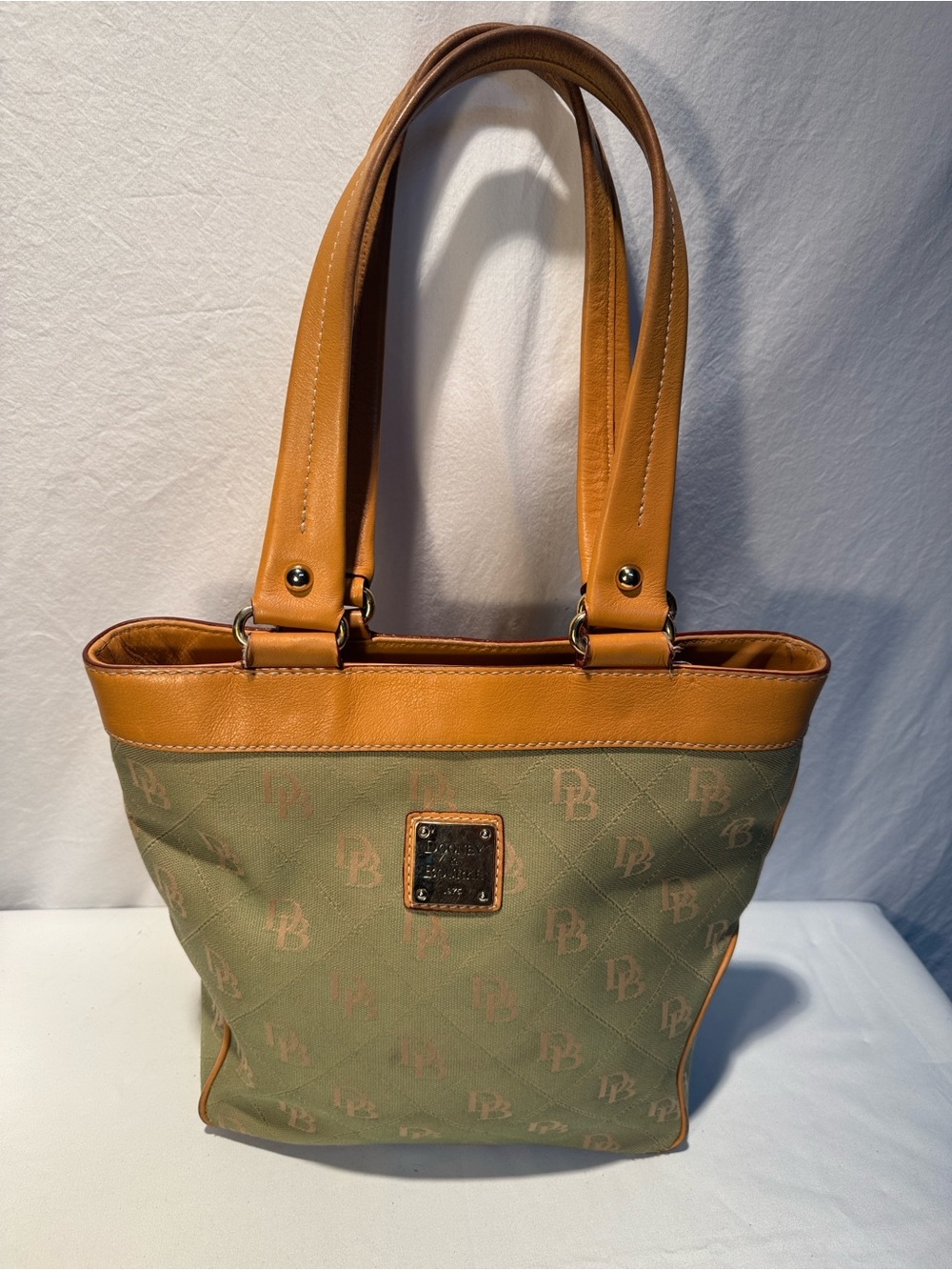 Dooney & Bourke Olive Green and Tan Tote